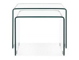 Set de 2 tables gigognes design emboîtables 'BOBBY DOUBLE SIDE' en verre transparent