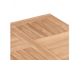 Table de terrasse carrée pliable 'BRUNELLA' en bois de Teck et métal noir - 70x70 cm