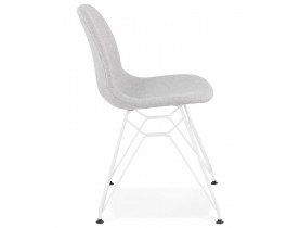 Chaise design 'DECLIK' grise claire avec pieds en métal blanc
