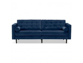 Grand canapé droit 'DELYA XL' en velours bleu foncé - Canapé 3 places