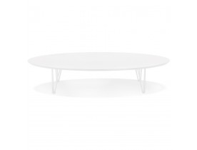 Grande table basse de salon 'ELYPSE' en bois et métal blanc