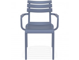 Chaise de jardin avec accoudoirs 'FLORA' gris foncé en matière plastique