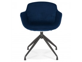 Chaise design avec accoudoirs 'GRAPIN' en velours bleu