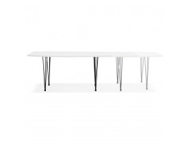 Table à dîner design extensible 'HUSKI' blanche avec pieds noirs style industriel - 170(270)x100 cm