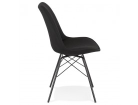 Chaise design 'INDIA' en tissu noir et pieds en métal noir