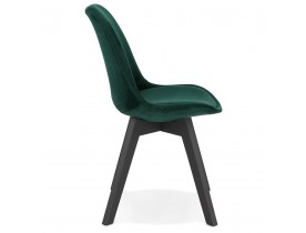 Chaise en velours vert 'JOE' avec structure en bois noir
