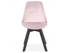 Chaise en velours rose 'JOE' avec structure en bois noir