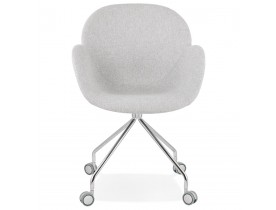 Chaise de bureau 'KEV' en tissu gris clair confortable sur roulettes