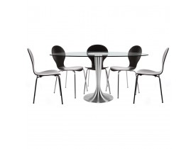 Table à dîner design 'KRYSTAL' ovale en verre - 160x108 cm