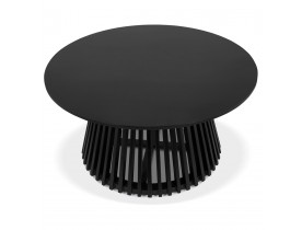 Table basse de salon ronde 'KWAPA' en bois Teck noir intérieur - Ø 80 cm