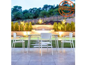 Table de jardin design 'LAGOON' blanche intérieur / extérieur  - 140x80 cm