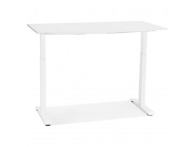 Bureau droit assis/debout 'LIVELLO' en bois et métal blanc - 140x70 cm