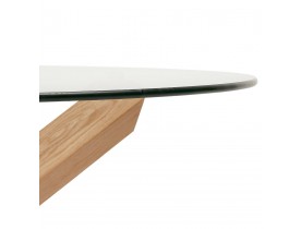 Table basse de salon 'MAGIK' ronde en verre et bois massif