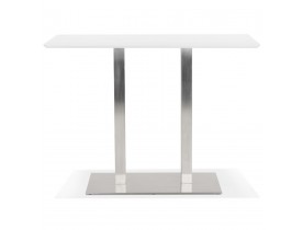 Table haute design 'MAMBO BAR' blanche avec pied en métal brossé - 150x70 cm