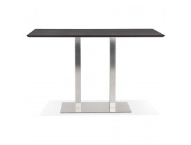 Table haute design 'MAMBO BAR' noire avec pied en métal brossé - 180x90 cm