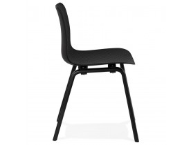 Chaise design 'PACIFIK' noire avec pieds en bois noir