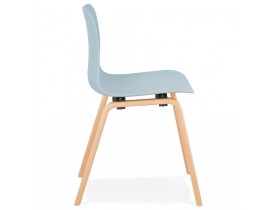 Chaise scandinave 'PACIFIK' bleue avec pieds en bois finition naturelle