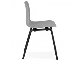 Chaise design 'PACIFIK' grise avec pieds en bois noir