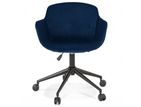 Chaise de bureau 'ROLLING' en velours bleu sur roulettes