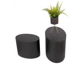 Set de 2 tables d'appoint 'SOKLE' en bois noir