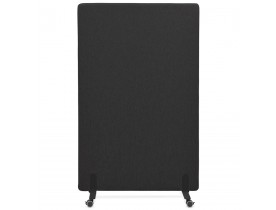 Grande cloison acoustique de bureau à roulettes 'TAVO' en tissu noir et pieds en métal noir - 100x160 cm