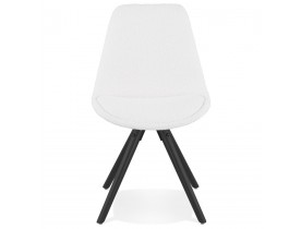 Chaise design 'VALENTINE' en tissu bouloché blanc et pieds en bois noir