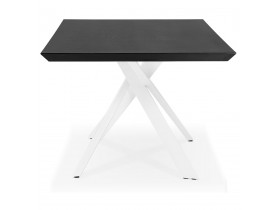 Table à diner design 'WALABY' en bois noir avec pied central en x blanc - 200x100 cm