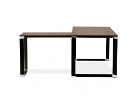 Bureau d'angle design 'XLINE' en bois finition Noyer et métal noir (angle au choix) - 160 cm