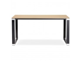 Petit bureau droit design 'XLINE' en bois finition naturelle et métal noir - 140x70 cm