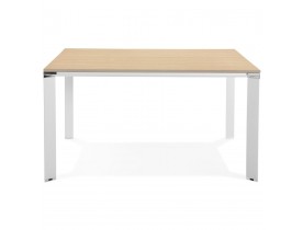 Table de réunion / bureau bench 'XLINE SQUARE' en bois finition naturelle et métal blanc - 140x140 cm
