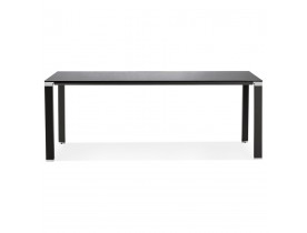 Table de réunion / à manger design 'XLINE' en verre noir - 200x100 cm