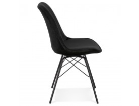 Chaise design 'ZAZY' en velours noir et pieds en métal noir