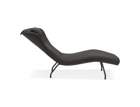 Chaise longue design 'ZOLA' en tissu gris et pieds en métal noir