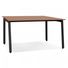 Table de réunion / bureau bench 'AMADEUS SQUARE' en bois finition Noyer et métal noir - 140x140 cm