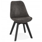 Chaise en microfibre grise 'AXEL' avec structure en bois noir