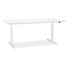 Bureau assis-debout électrique 'BIONIK'avec plateau en bois et métal blanc - 180x90 cm