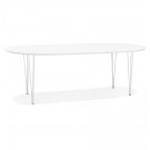 Table à dîner / de réunion ronde extensible 'CHAMONIX' blanche - 120(220)x120 cm