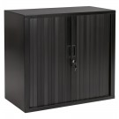 Petite armoire de bureau à rideaux 'CLASSIFY' noire - 72x80 cm