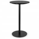 Table haute ronde 'CORY ROUND' en  pierre noire effet marbre et métal noir - 60x60 cm