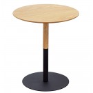 Table d'appoint ronde 'DILA H45' en bois finition naturelle et métal noir