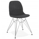 Chaise design 'DECLIK' gris foncé avec pieds en métal chromé