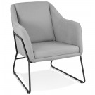 Fauteuil lounge design 'FABIO' en tissu gris clair