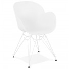 Chaise moderne 'FIDJI' blanche avec pieds en métal blanc