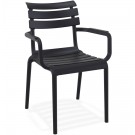 Chaise de jardin avec accoudoirs 'FLORA' noire en matière plastique