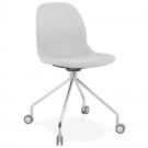 Chaise de bureau design 'GLIPS' en tissu gris clair sur roulettes