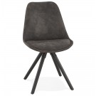 Chaise confortable 'HARRY' en microfibre grise et pieds en bois noir
