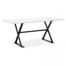Table à diner / bureau design avec pieds en croix 'HAVANA' blanche - 180x90 cm