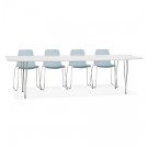 Table à dîner design extensible 'HUSKI' blanche avec pieds chromés - 170(270)x100 cm