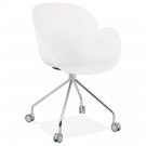 Chaise de bureau design 'JEFF' blanche sur roulettes