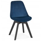Chaise en velours bleu 'JOE' avec structure en bois noir